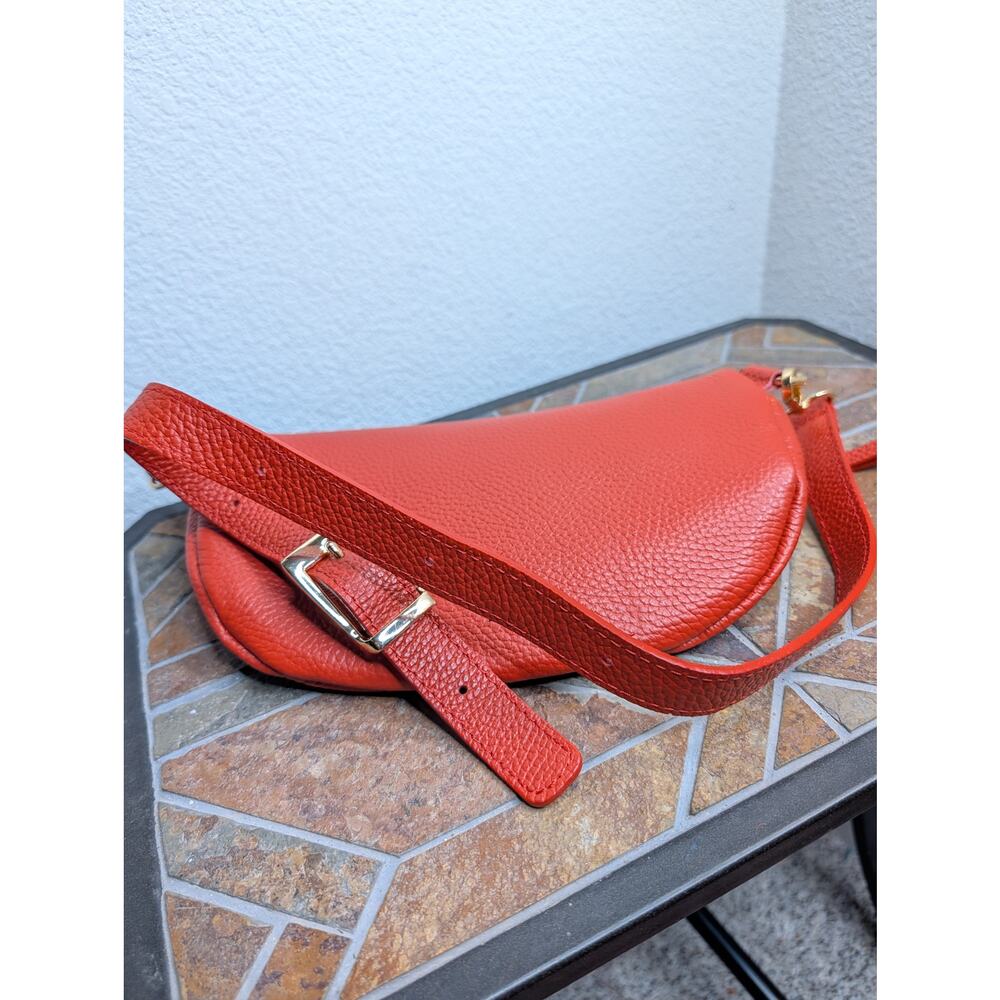 Viola Castellani Italy Red Leather Crossbody Fanny Pack Bag - Picture 2 of 6